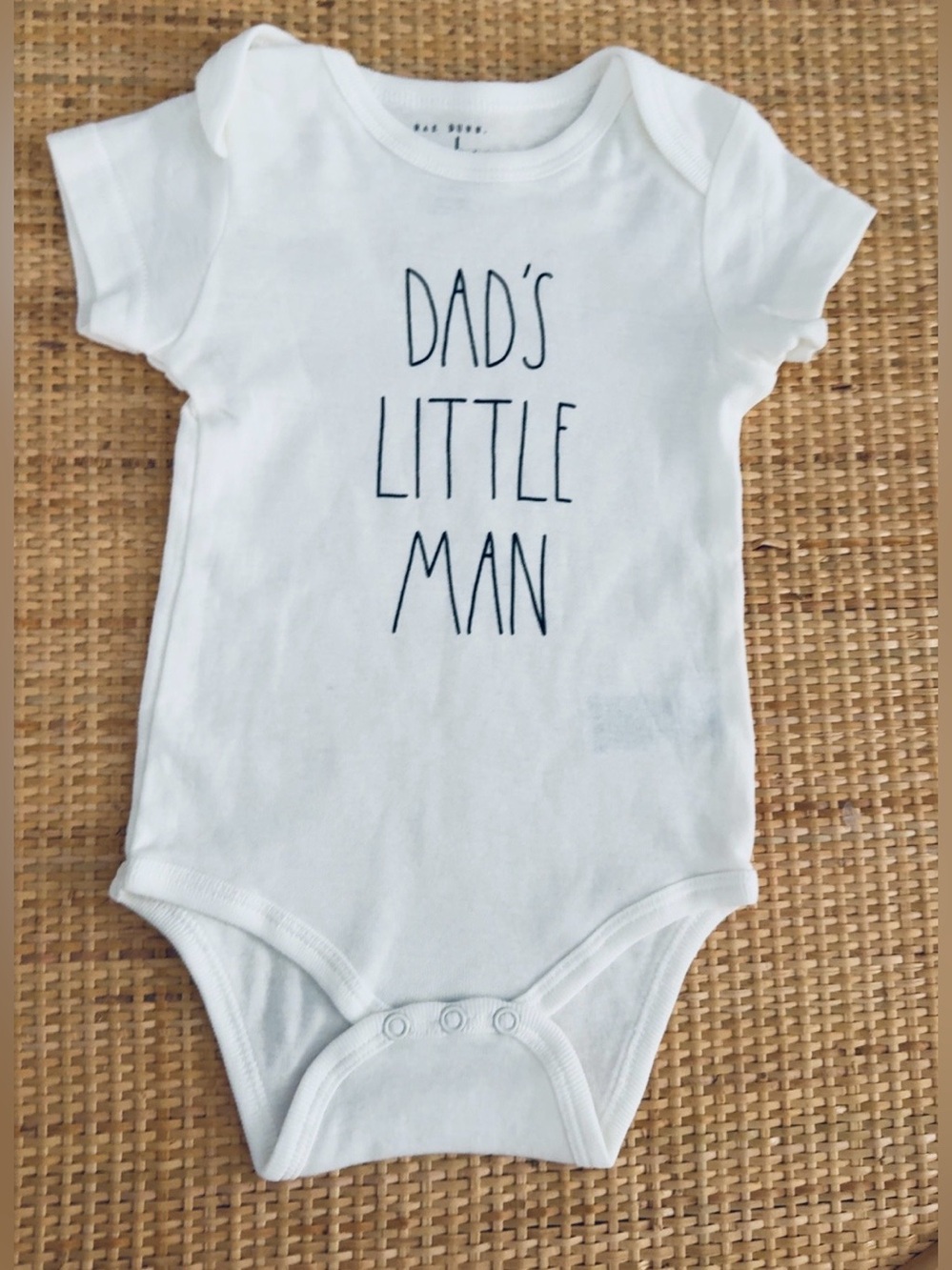 Rae Dunn White "Dad's Little Man" Baby One-Piece Onesie• Size 6-9 month